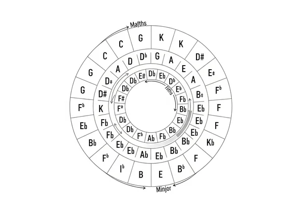 Diagramme classique du cercle des quintes avec les tonalités