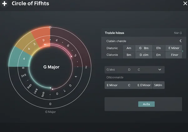 Interactive circle of fifths showing G Major key