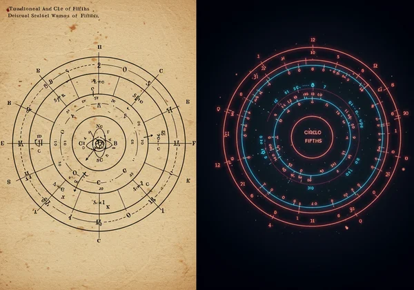 Static vs. interactive circle of fifths diagram
