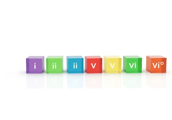 Illustration of diatonic chords as colorful building blocks.