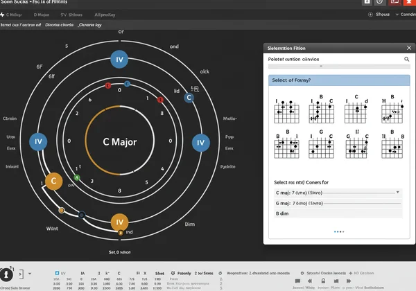 Interactive Circle of Fifths showing a key's diatonic chords.